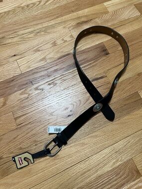 Levi's Black Leather Belt with Silver-Tone Conchos and Turquoise Accents